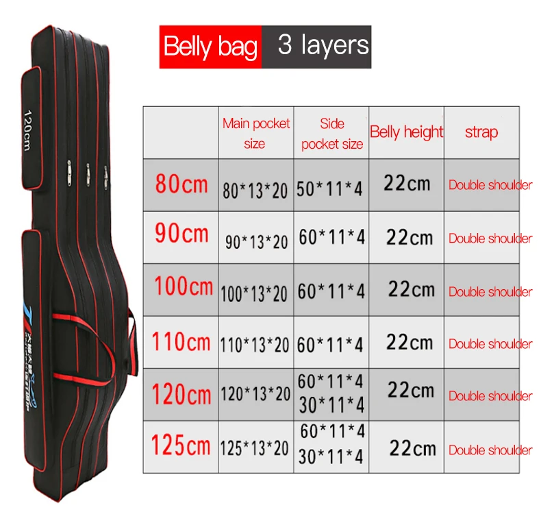 Оксфордская Рыболовная Сумка 120 см 2/3 слойная Складная удочка сумка для живота катушка Рыболовная Снасть сумка для переноски сумка для путешествий сумка для хранения XA155G