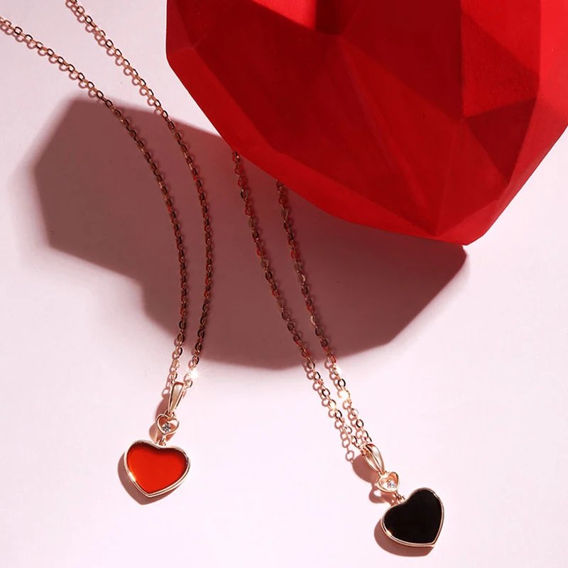 

rose gold Pendant Necklace Romantic Europe Style Heart Pendant Fashion Creative Love Heart Link Chain Necklace