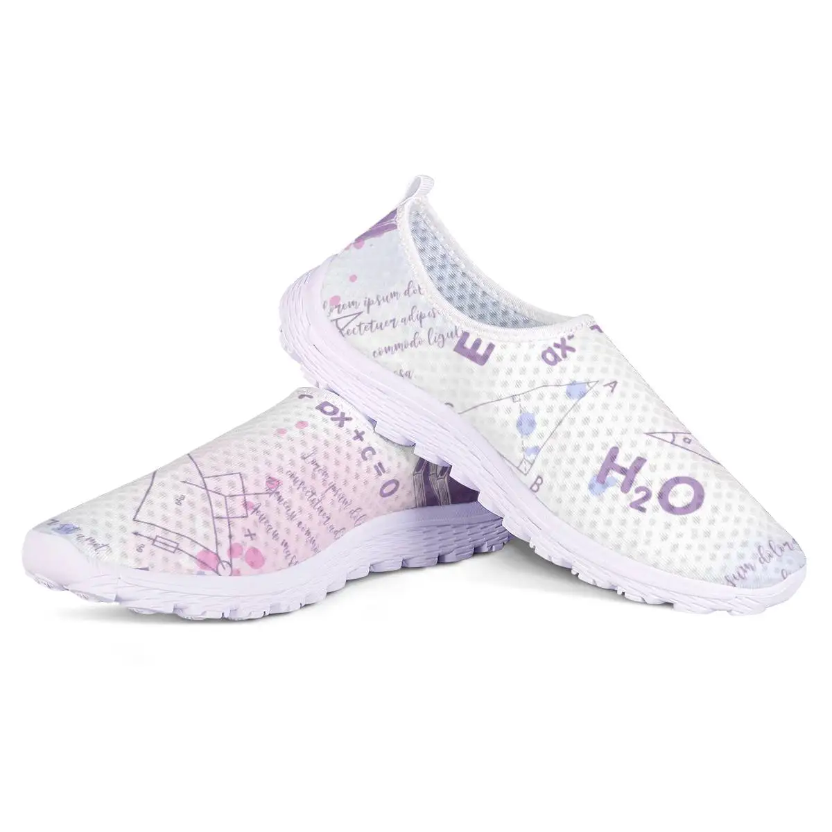 Black Sneakers for Women Common Equations Pattern Casual Flats Shoes Summer Beach Comfortable Mesh Slip-on Ladies Sports Shoes