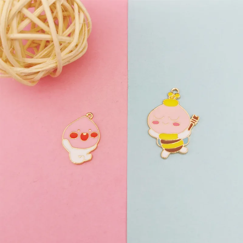 

Oil dripping cartoon cute Bee bun EARRINGS PENDANT HANDMADE accessories DIY material Korean alloy hair accessories