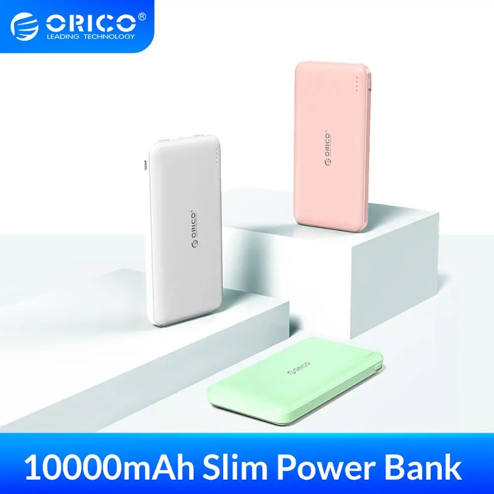 ORICO-Banco de energía de 10000mAh para viaje, Powerbank Delgado USB tipo C, batería externa para teléfono, cargador portátil para Xiaomi