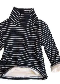 MILANCEL kids girls winter blouse striped boys blouse thicken lining shirt for boys - Цвет: Черный