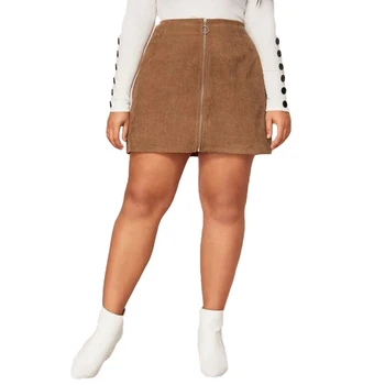 

Goocheer New Arrival Plus Size Women Front Zipper Up A-line Pencil Skirt High Waist Solid Skirt ELegant Veastidos 1XL-4XL