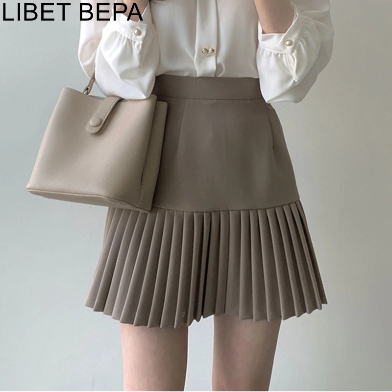 PROD 1005002130600739 2021 New Spring Summer Women Skirts High Waist
Elegant Package Hip Pleated Fashionable Office Lady Wild Sweet Mini
Skirts SK6172