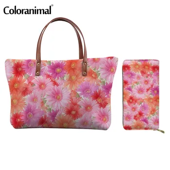 

Coloranimal Brand Design Flower Print Women Handbags Large Capacity Tote Shoulder Bags Pretty Ladies Crossbody Bags With Wallet