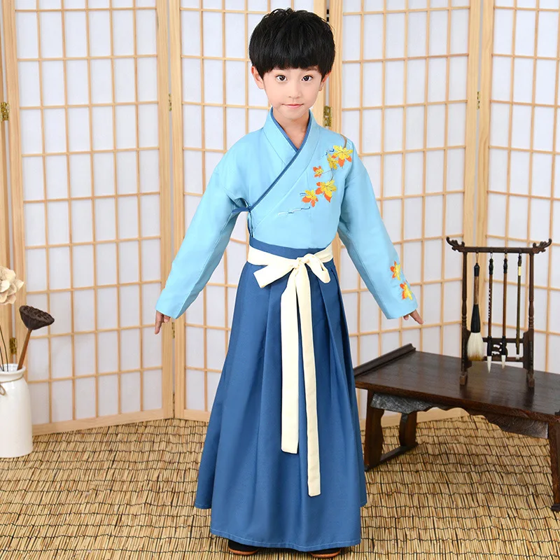  Chinese Style Little Boy Costume Child Baby Spring Autumn Traditional Learning Hanfu Book Boy Costu