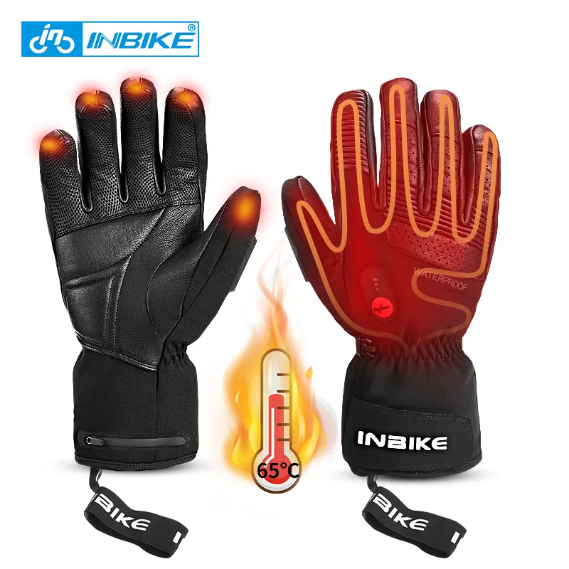 

INBIKE USB Rechargeable Heated MTB Bike Gloves For Motorcycle Ski Cycling Gloves Winter Waterproof Electric Thermal Warm Gloves