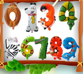 

1pcs 16inch Animal Number Balloon Jungle Theme Party Animal Digit Foil Balloon Baby Shower Child's Birthday Party Balloon Gift