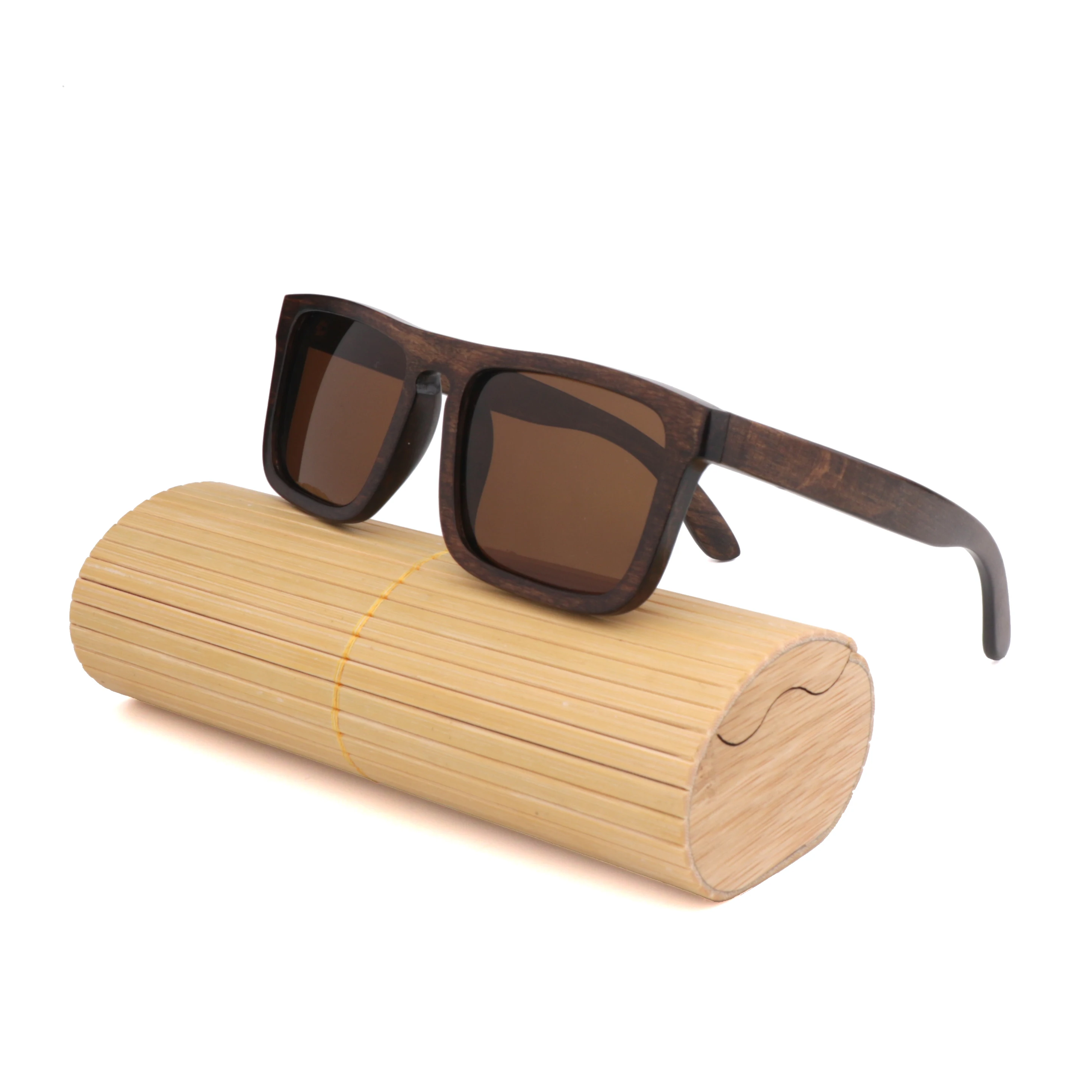 Ретро модные бамбуковые деревянные поляризованные солнцезащитные очки для вождения квадратный Стиль Солнцезащитные очки мужские очки UV400 женские мужские брендовые дизайнерские - Цвет линз: Brown
