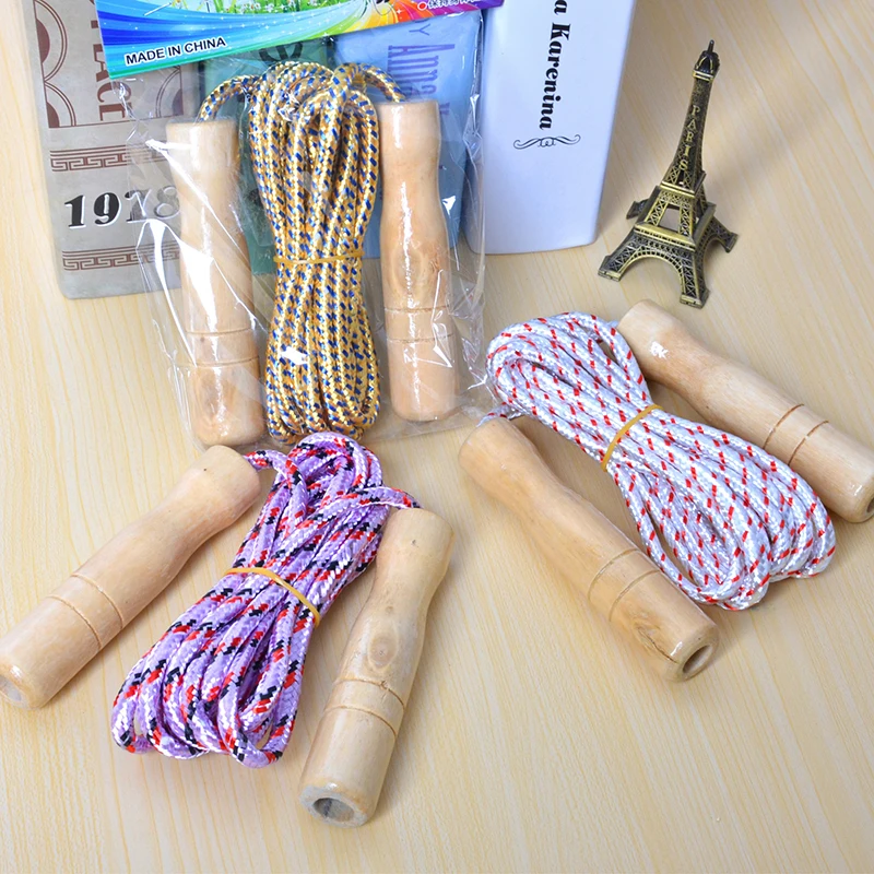 

2.33m Skipping Rope Hollow Wooden Handle Cotton Rubber Rope Training Sports And Fitness Sports Equipment Jump Rope Random Color