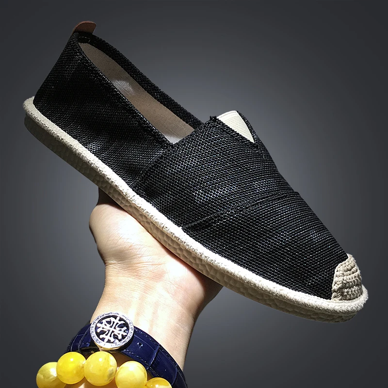 Zapatos informales para hombre Alpargatas de envoltura de cáñamo, mocasines transpirables baratos, sin color sólido, AODLEE|Mocasines| - AliExpress