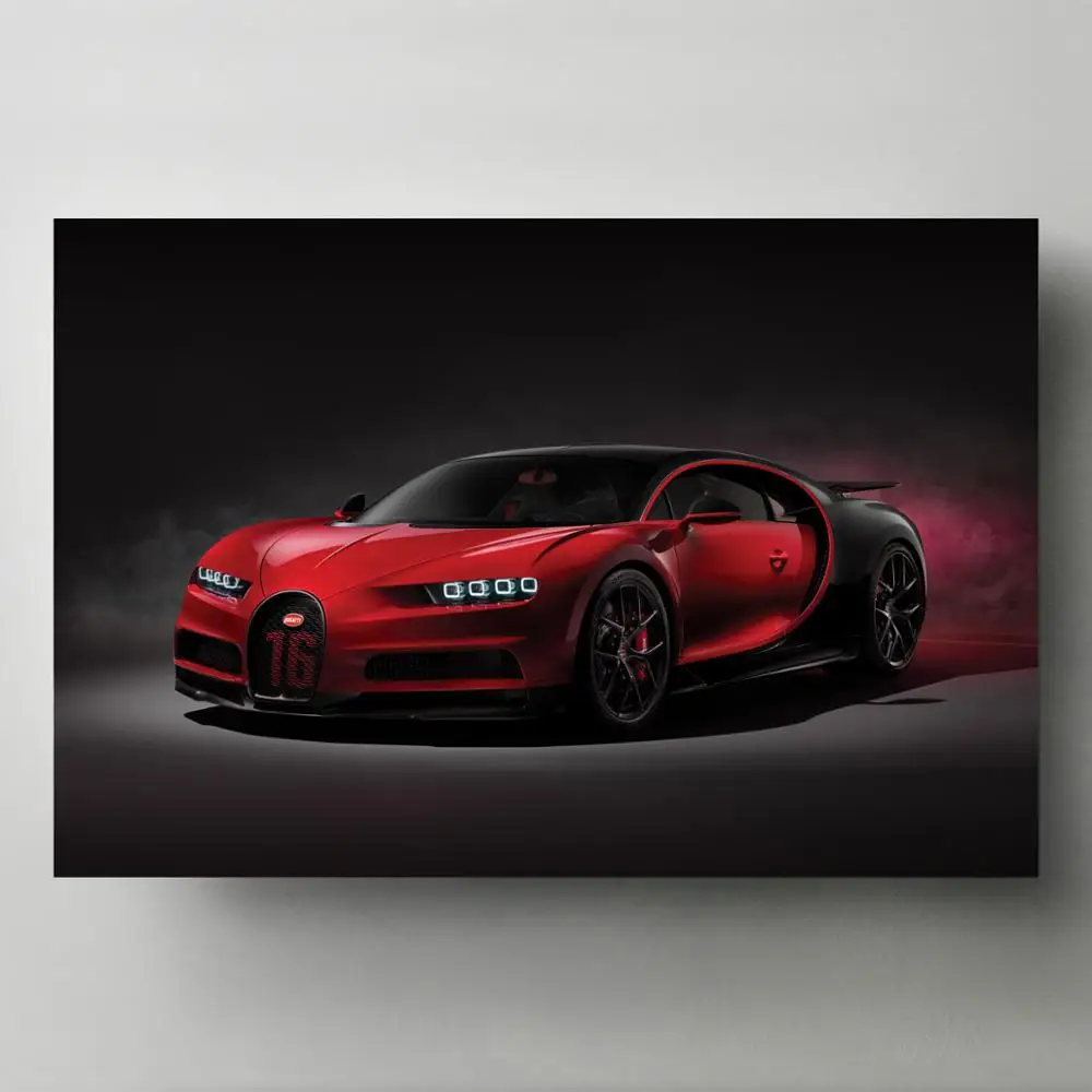Bugatti Chiron красный автомобиль спортивный суперкар плакаты Современная Картина на
