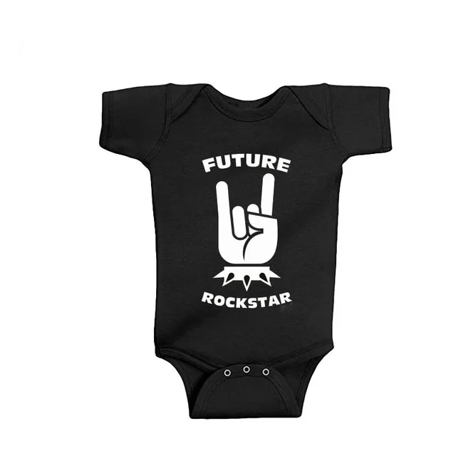 Funny MY PAPA ROCKS Print Baby Bodysuit Cotton Short Sleeve Newborn Baby Boys Girls Clothes Newborn Summer Onesie Jumpsuit - Цвет: Black-4