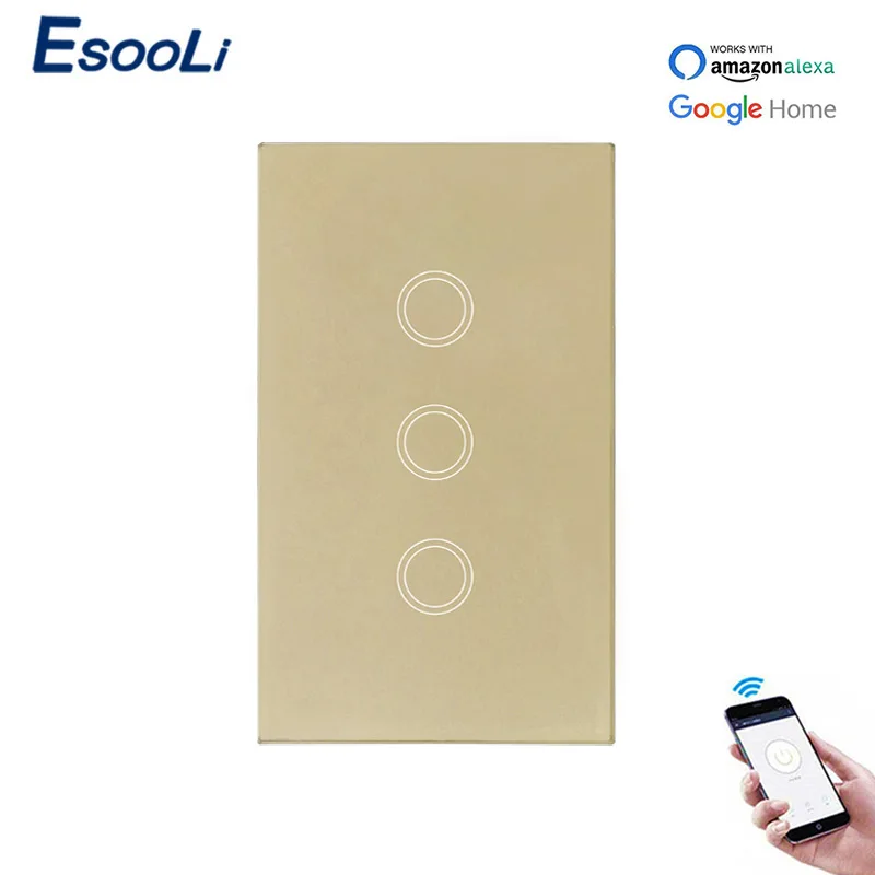 EsooLi роскошная хрустальная панель стандарт США WIFI сенсорный выключатель Ewelink
