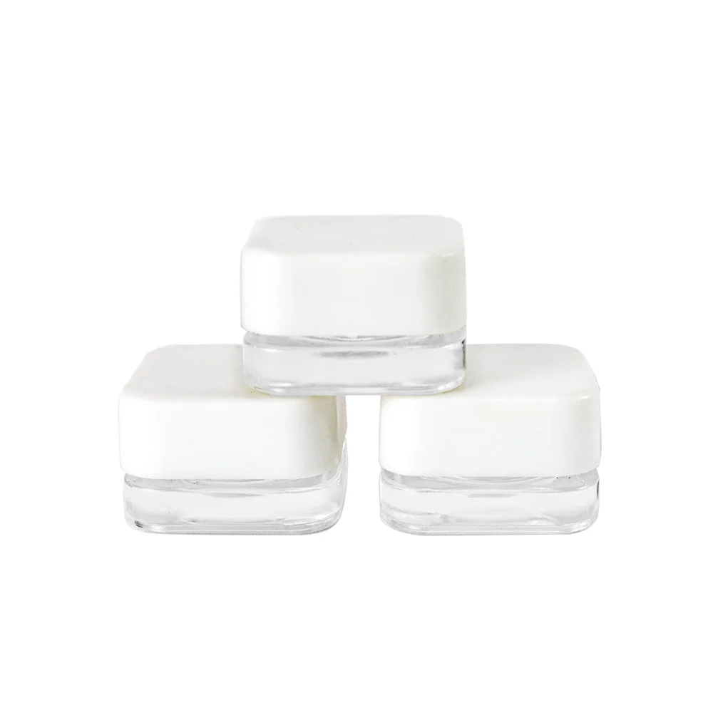 5ml Emulsifiable Paste Square Bottle White Plastic Cap Limpid Vitreous Cream Jars Cosmetics Packaging Box Refillable Vials 10Pcs