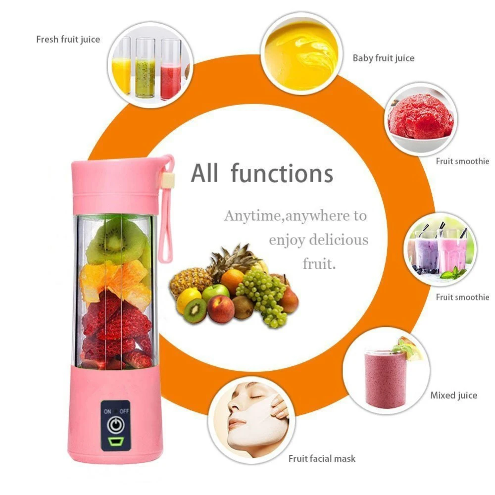 

380ml Portable Juicer Electric USB Rechargeable Smoothie Blender Machine Mixer Mini Juice Cup Maker fast Blenders food processor