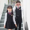 Kid Korean Japanese School Uniform for Boy Girl White Shirt Navy Skirt Pants Waistcoat Vest Tie Clothes Set Student Outfit Suit ► Photo 2/6