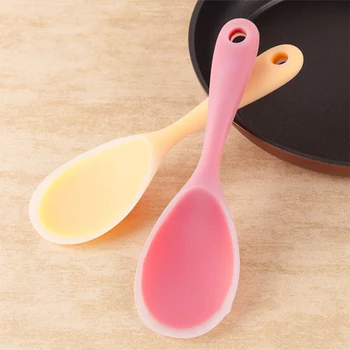 

1pc Non-stick Rice Spoon Silicone Kitchen Tool Soft Rice Server Sushi Rice Paddle Spatula Heat Resistant Cooking Supplies