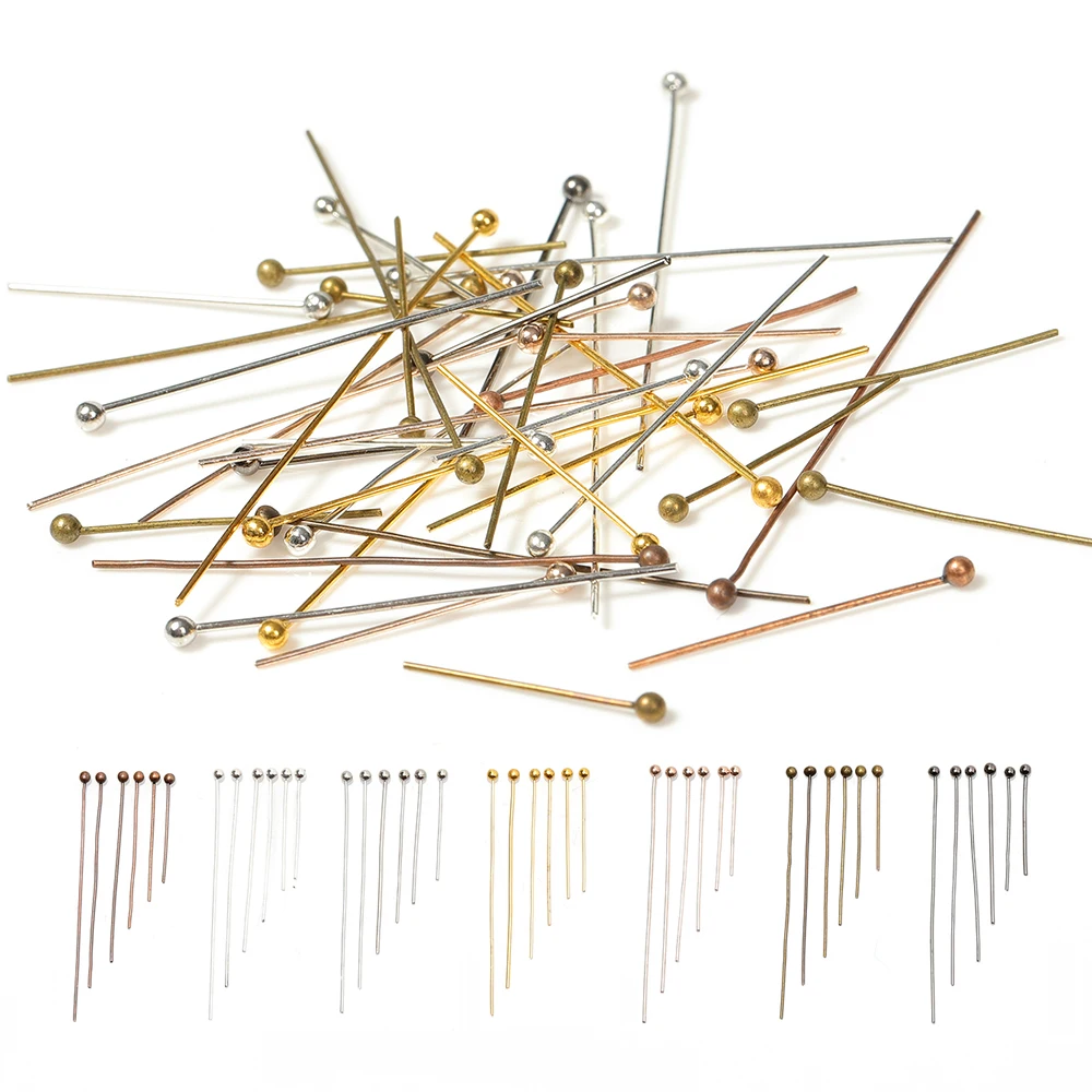 

Wholsale 200pcs/lot 18 20 24 40 35 40 mm Bronze Metal Ball Head Pins for DIY Jewelry Making Head Pins Findings Pins Supplies