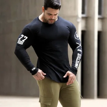

Fitness Compression Shirt Gym Cotton Long Sleeve Men Shirt Bodybuilding Sports Running Shirt Gym Sportswear Male Rashgard Tops