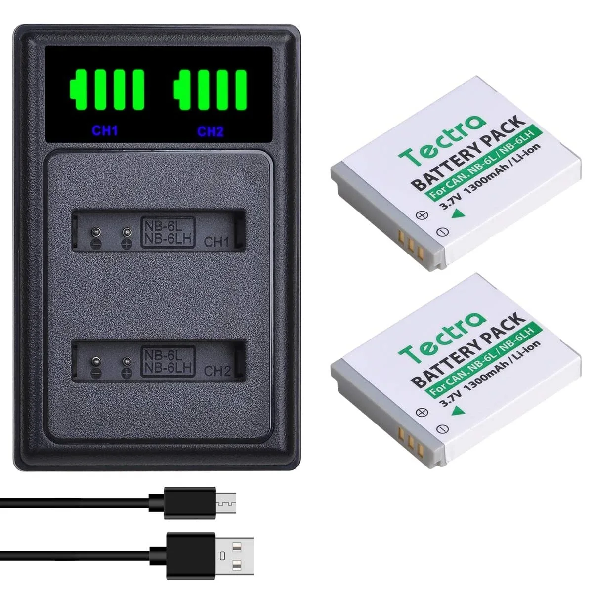 Batteria Agli Ioni Di Litio Nb-6Lh E Caricatore Doppio Per Canon Powershot Sx510 Hs,Sx540 Hs,Sx710 Hs,Sx700 Hs,Sx600 Hs,Sx500 Is,Sx280 Hs