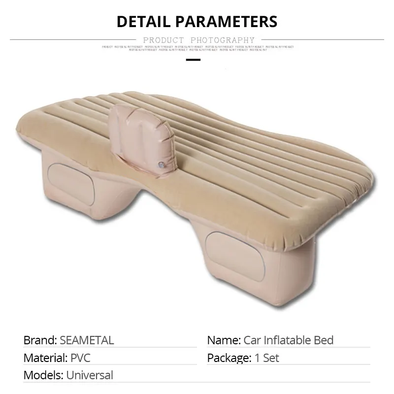 Car Seat Cover Back Set Air Inflatable Bed Universal Auto Mattress Outdoor Travel Soft Bedding Cover Air Pump Pillow Accessories (2)