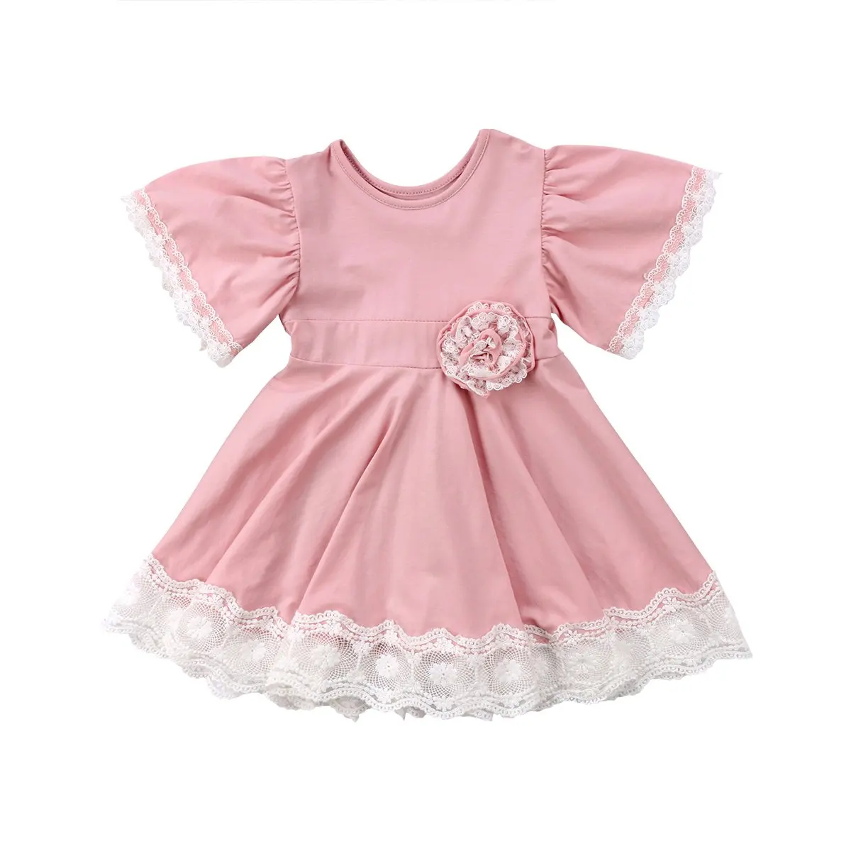 New Fashion Princess Kids Baby Girls Dress Lace Floral Party Dress Easter Casual Dresses