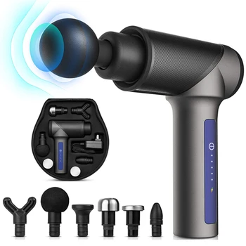 

Cordless Therapy Muscle Massage Gun Mini Muscle Stimulator Massager Gun 6 Attachments Strong Vibration Handheld Massage Gun