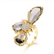 Роскошные винтажные циркониевые кольца в виде пчелы и насекомых для женщин, золотое, серебряное, медное кольцо, модные ювелирные изделия, anillos mujer bagues pour femme