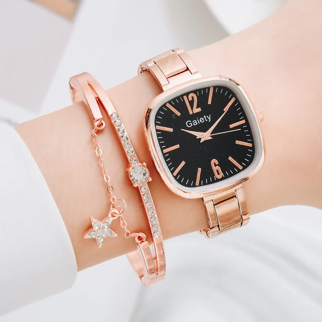 Rose Gold Women Watches 2022 relogio feminino Square Lady Wrist Watch For  Female Clock Stainless Steel Women Watch Brand Luxury