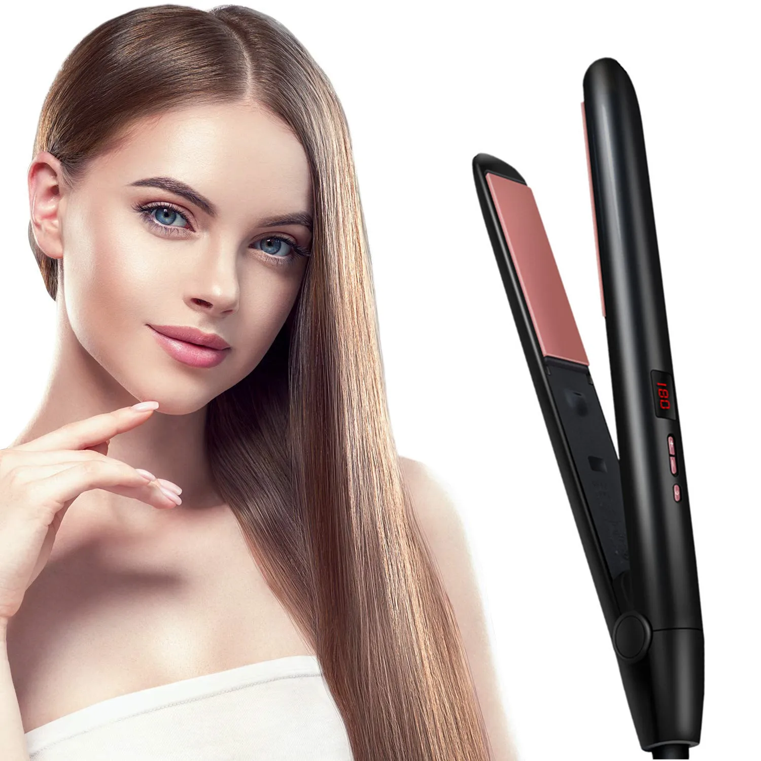 Hair Straightener 2 IN 1 Flat Iron Hair Curler Straightening Irons LCD
