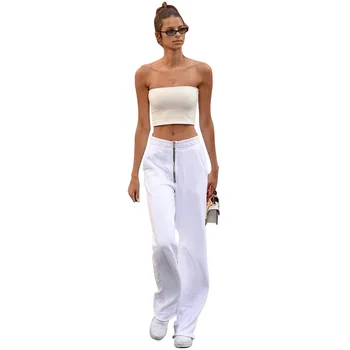 

2019 Spring And Autumn New Trousers Women's Casual High Waist Harlan Trousers Women Loose White Trousers