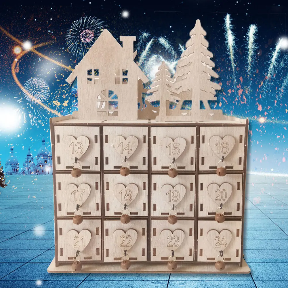 Wooden Jewelry Case With Small Drawer Desktop Advent Calendar