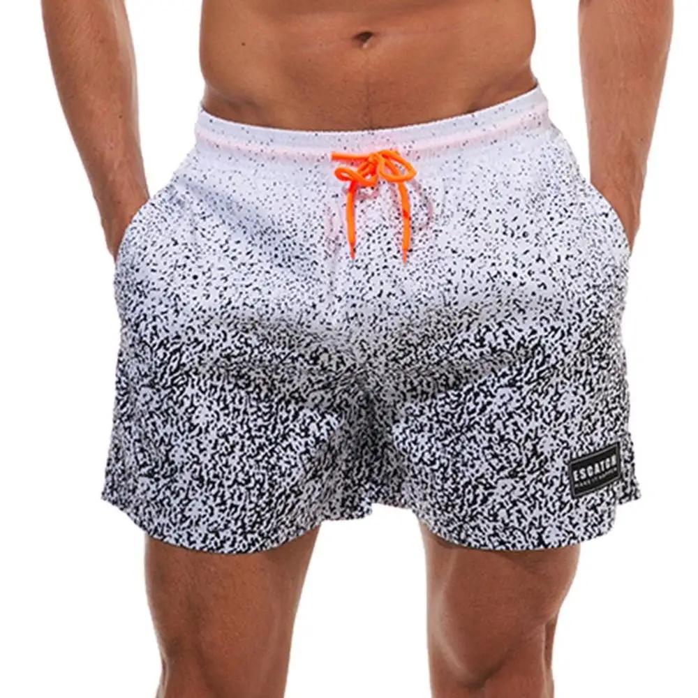 С цветочным принтом дизайн для мужчин быстросохнущие летние пляжные шорты в повседневном стиле дышащие мужские спортивные беговые спортивный купальник шорты - Цвет: 1