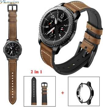 

Leather Silicone Watchband for Samsung Gear S3 Frontier Smart Strap WatchBand Wrist Belt Bracelet 22mm with Soft Tpu Case