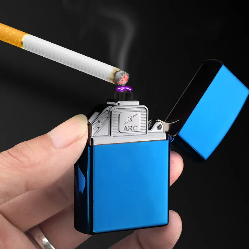 

Power Display USB Electric Lighter Windproof Dual Arc Cigarette Lighter Novelty Electronic Plasma Pulsed Lighter Gadgets for Men