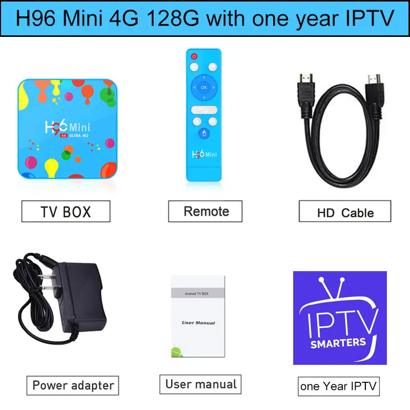 4G 128G n IPTV Android приставка Full HD Smart tv приставка H96 Mini H6 Android 9,0 Bluetooth Ethernet 100M Wifi 2,4G/5,0G 6K для ip tv подписки - Цвет: 4G 128G n IPTV