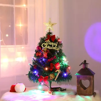 

50cm Tabletop Christmas Tree With LED String Lights & Ornaments Xmas Home Decoration Exquisite Craftsmanship Gift