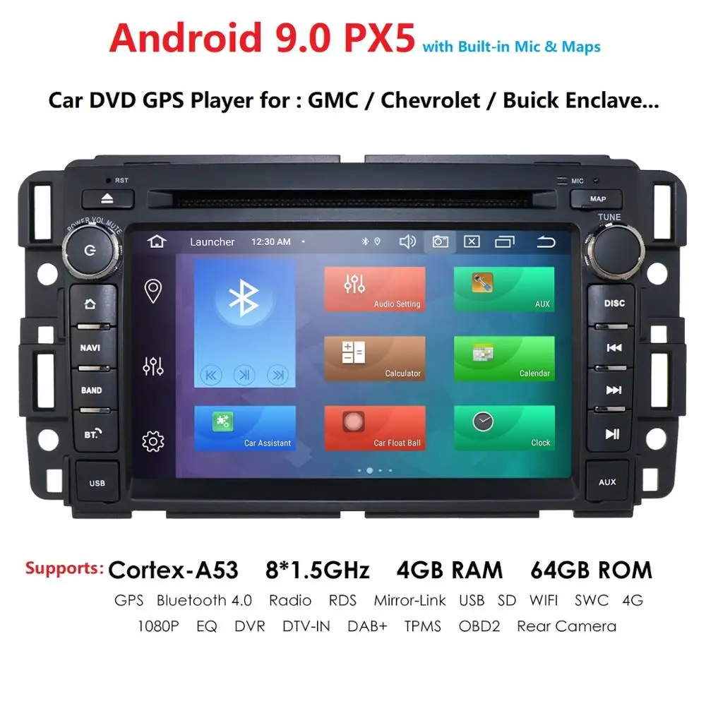 

IPS Touchscreen Android 9.0 Car Navigation Stereo FM/AM Radio Receiver Bluetooth for GMC Chevrolet Buick Silverado Sierra Yukon