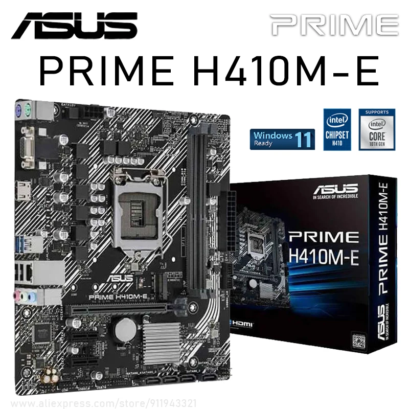 Asus LGA 1200 PRIME H410M E H410เมนบอร์ด PCI E 3.0 DDR4 64GB 1 M.2 4