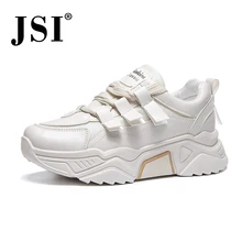 JSI High Quality Women Flats Cross-Tied Decoration Letter Print Slip-On Chunky Heel Comfortable Shoes Fashion Solid Sneaker JY74