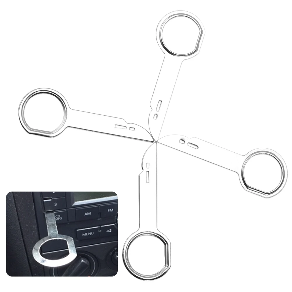 Kit Smontaggio Autoradio 4 Pezzi - Chiavi Estrazione Universali, Acciaio Inox, Per Auto Radio - Foto 5