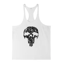 Трансграничной продукта Для мужчин Фитнес чесаный хлопок, одежда для косплея череп с трещиной Цепочки и ожерелья, с надписью «I-образный широкое-майка на бретелях