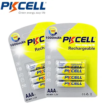 

8Pcs PKCELL 1000mAh AAA Batteries NIMH AAA Rechargeable Batteries 1.2V NI-MH Battery up to 1000circel times for flashlight ,toys