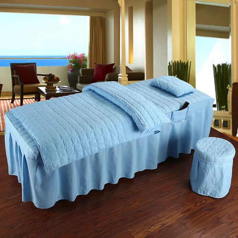 Beauty Salon bed sheet Brief Beauty Bed Skirt Bedspread  With Hole Body Massage Bed Cover 4