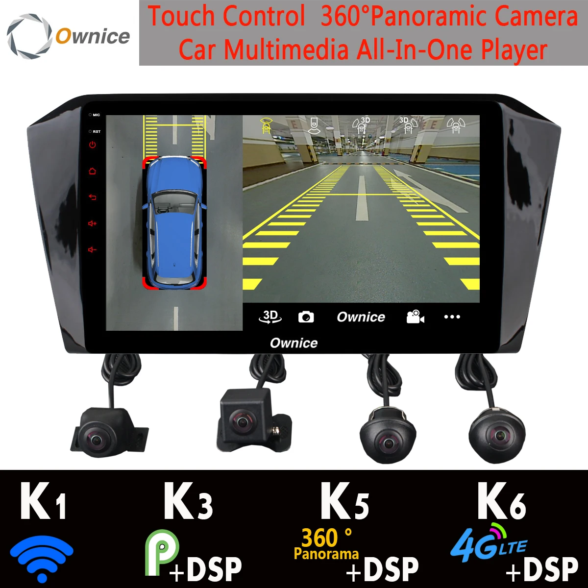 Автомобильный мультимедийный плеер камера 360 ° AHD 4G SIM wi fi 8 ядер 4 + 64 гб Android 9 0 для VW