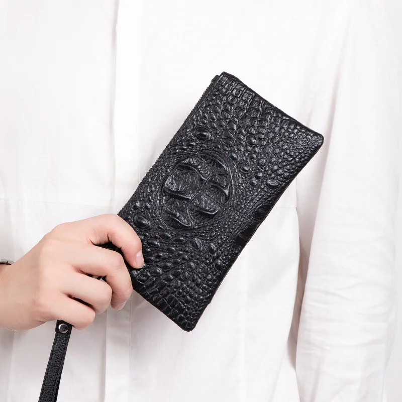 

2019 Association Australia Daishu Thin Men Clutch Bag Crocodile Pattern Belly Clutch Black And White with Pattern Fashion New St