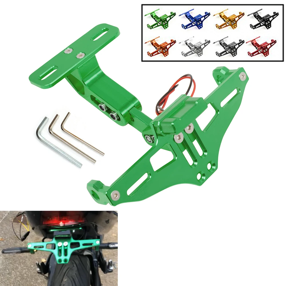For Kawasaki NINJA 250R 300 ER6 650 ZX6 ZX7 ZX9 ZX10 ZX12 ZX14 Z1000 Z900 Z800 Z750 Z650 Universal Rear License Plate Holder Motorcycle License Plate Holder