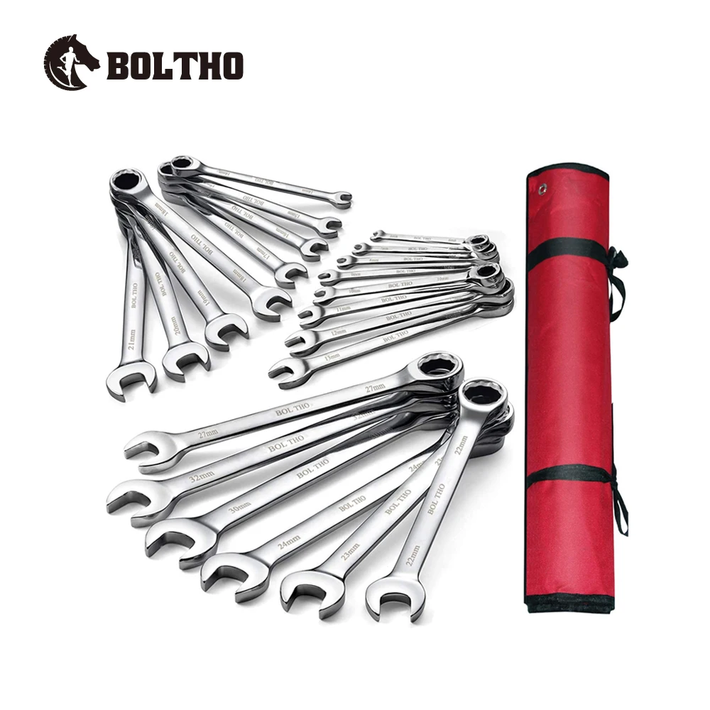Boltho 22pcs Combination Wrench Set Metric, 632mm, Open End And Box