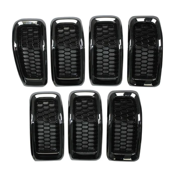 

Mesh Grille for Jeep Cherokee 2014-2018Grid Guard Inserts Molding Trim Cover High Quality ABS Kit Replacement Car Styling